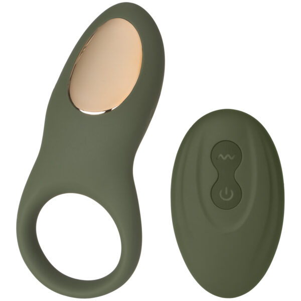 Sinful Love Buzz Army Green Fjernbetjent Penisring til Par - Grøn