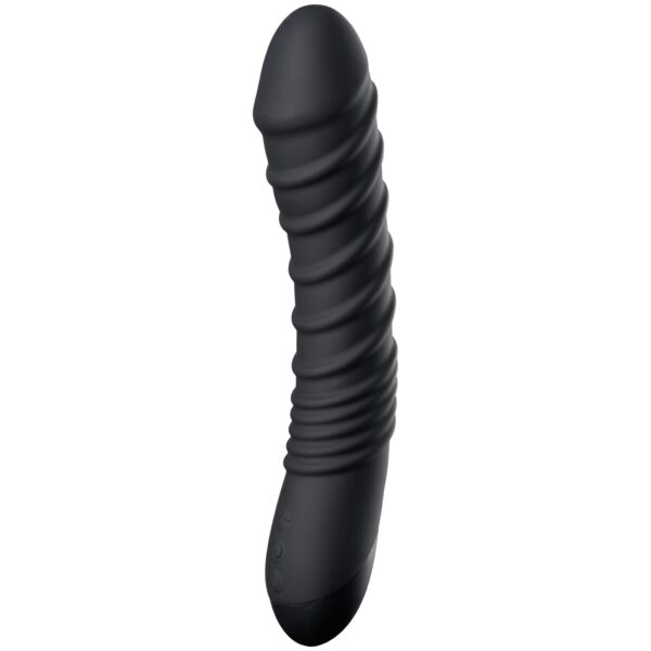 obaie Deluxe Opladelig Rillet Dildo Vibrator - Sort