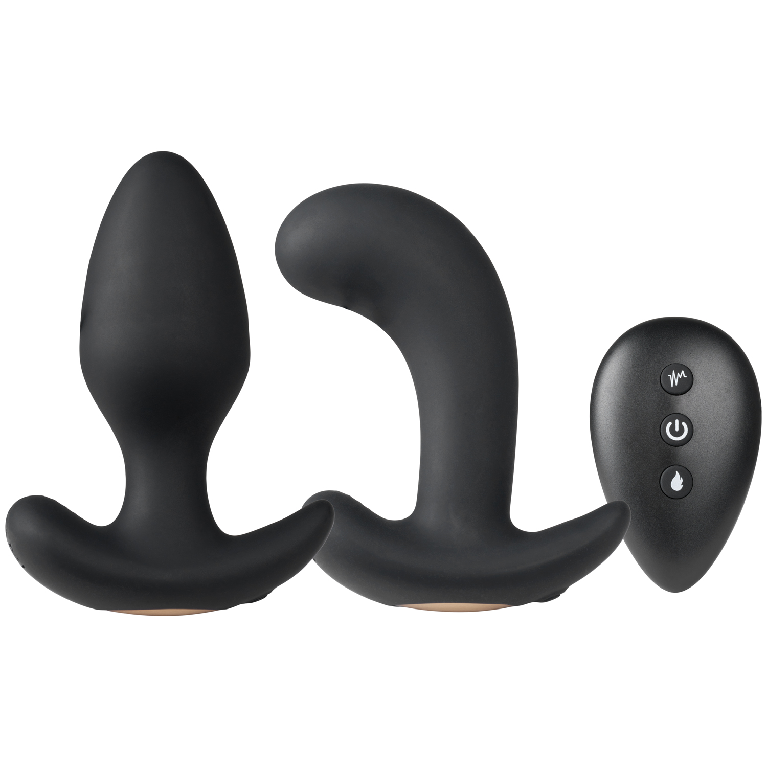 Sinful Hot Warming Vibrerende Butt Plug Sæt med Fjernbetjening - Sort