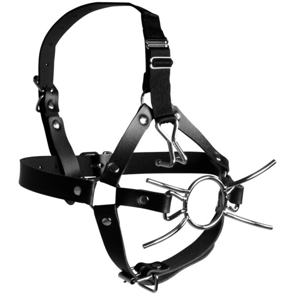 Ouch! Xtreme Hoved Harness med Spider Gag og Næsekroge - Sort