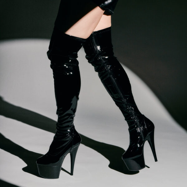 Pleaser Adore 3000 Lårhøje Støvler Sort - Sort - 39